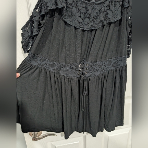 Torrid Deep Black Vintage Slub Corset Waist Babydoll Cami in Size 3 (22/24) - Picture 5 of 12